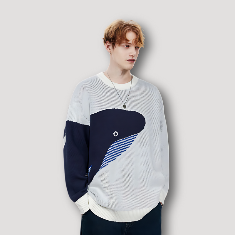 Grote Walvis Graphisch Knitted Sweater