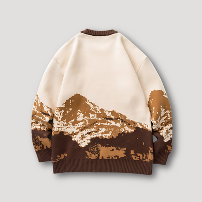 Landschap Sneeuw Berg Graphisch Print Knitted Sweater