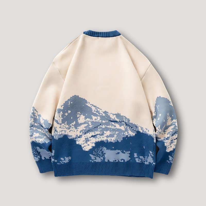 Landschap Sneeuw Berg Graphisch Print Knitted Sweater