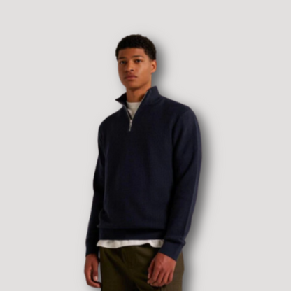 Quarter Zip Textured Gebreide Trui