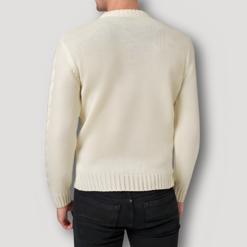 Geribd Kabel Patroon Textuur Crew Neck Sweater