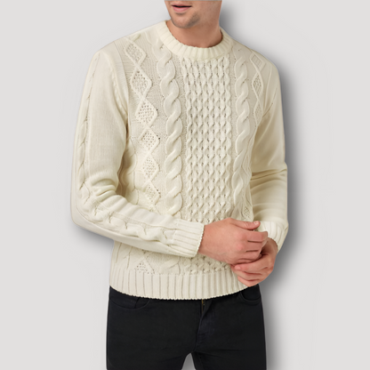 Geribd Kabel Patroon Textuur Crew Neck Sweater