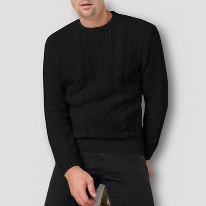 Geribd Kabel Patroon Textuur Crew Neck Sweater