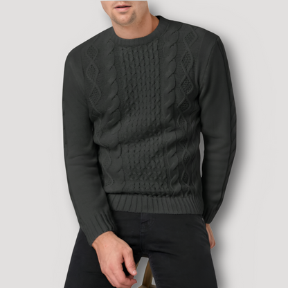 Geribd Kabel Patroon Textuur Crew Neck Sweater