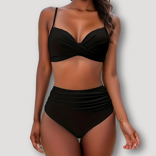 Two Piece Wikkel Top Ruched Highwaisted Bikini Set