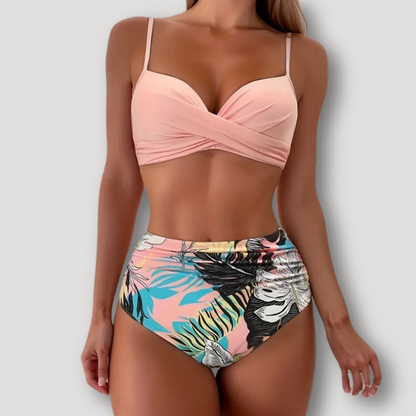 Two Piece Wikkel Top Ruched Highwaisted Bikini Set