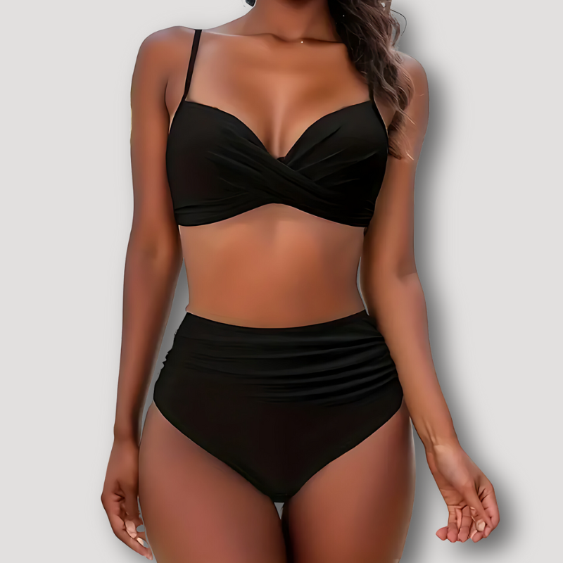 Two Piece Wrap Style Ruched Highwaisted Bikini Set