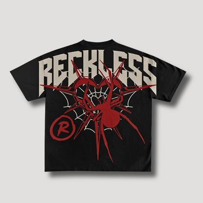 Reckless Spin Hart Web Grafisch Afdrukken Shirt