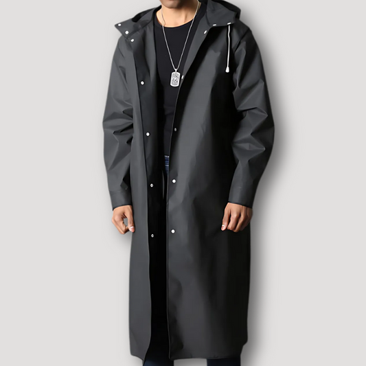 Trenchcoat Minimalistisch Lange Hooded Zwart Heren