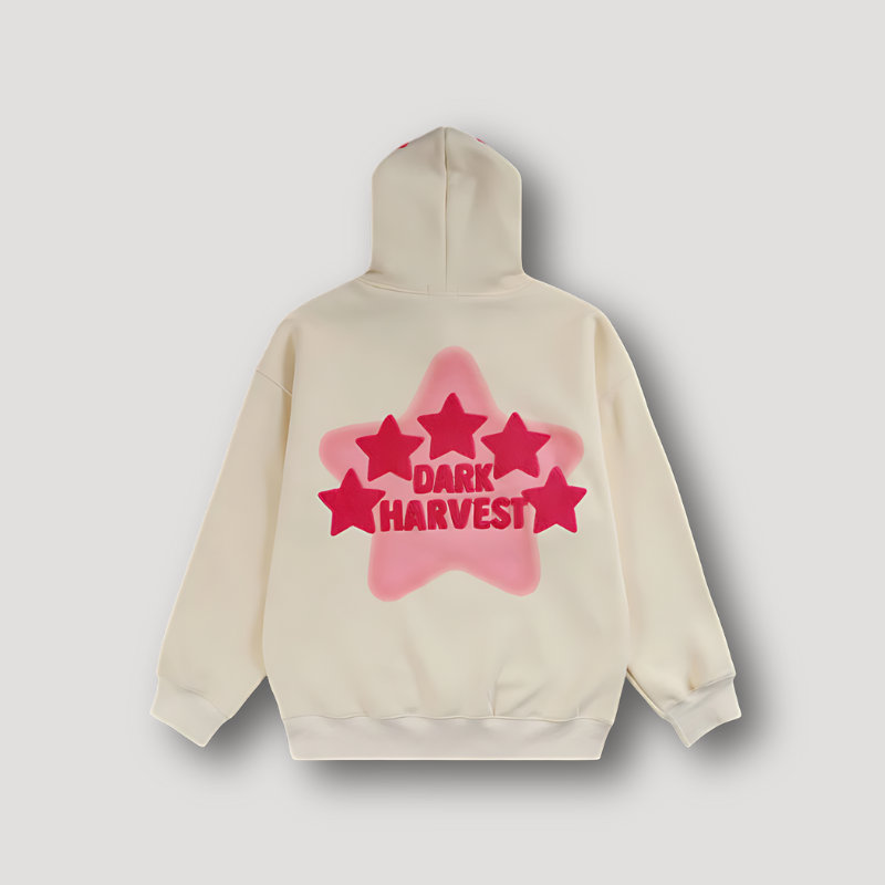 Dark Harvest Ster Borduurwerk Graphisch Afdrukken Hoodie