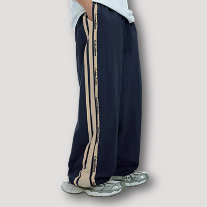 Sportief Vloeiend Wide Leg Zij Streep Joggingbroek