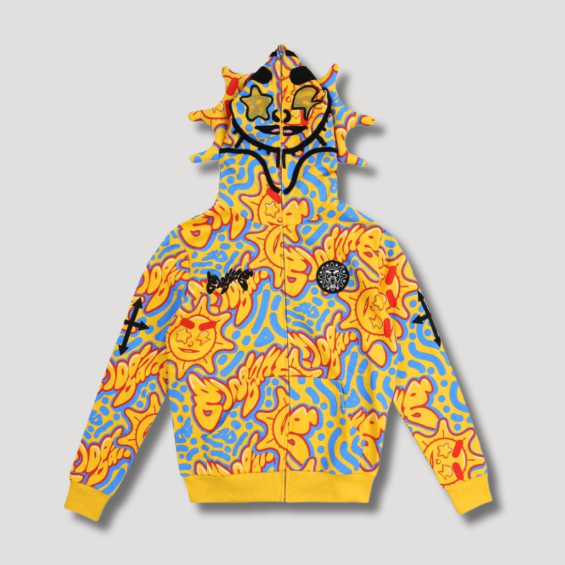 Y2K Glo Gang Hoodie - Heren - Urban Retro Style - Zip Up Rits