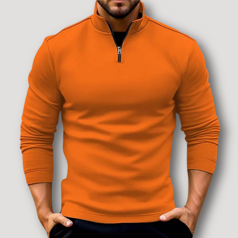 Half Zip Athletic Opstaande Kraag Getailleerde Trui Heren