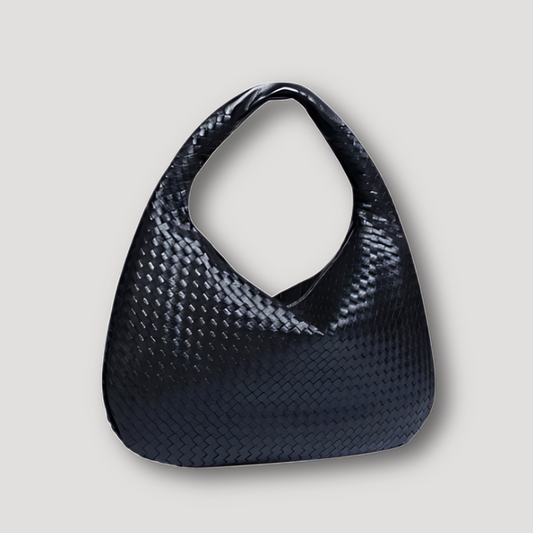 Minimalistische Gevlochten Ronde Hobo Bag Leren