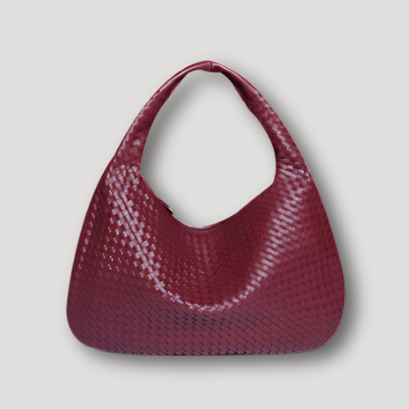 Minimalistische Gevlochten Ronde Hobo Bag Leren