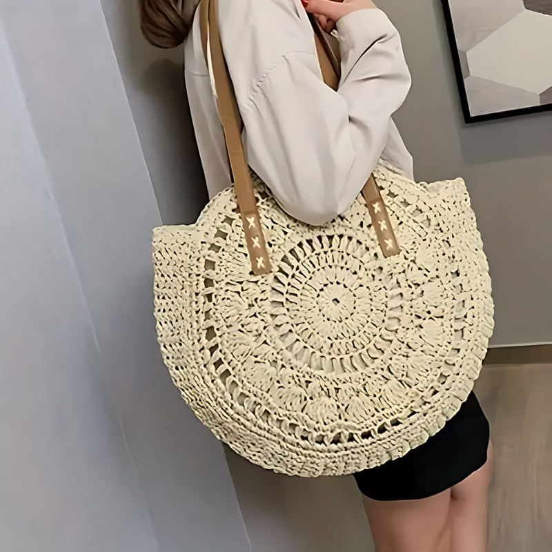 Rond Geweven Riet Raffia Tas Boho Tote