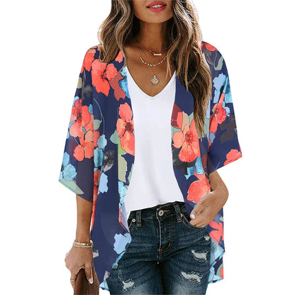 Golden Hour Bliss Kimono Cardigan Sunset and Swim Blue/Mixed S 