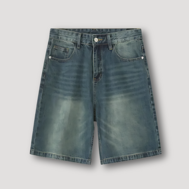 Vintage Distressed Gewassen Straight Leg Denim Jorts