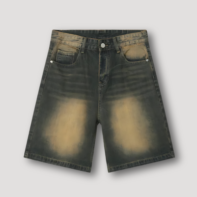 Vintage Distressed Gewassen Straight Leg Denim Jorts