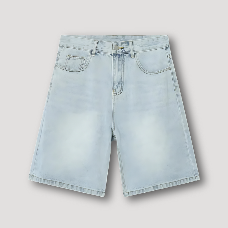 Vintage Distressed Gewassen Straight Leg Denim Jorts