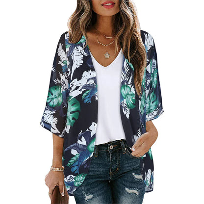 Golden Hour Bliss Kimono Cardigan Sunset and Swim Blue/Green M 