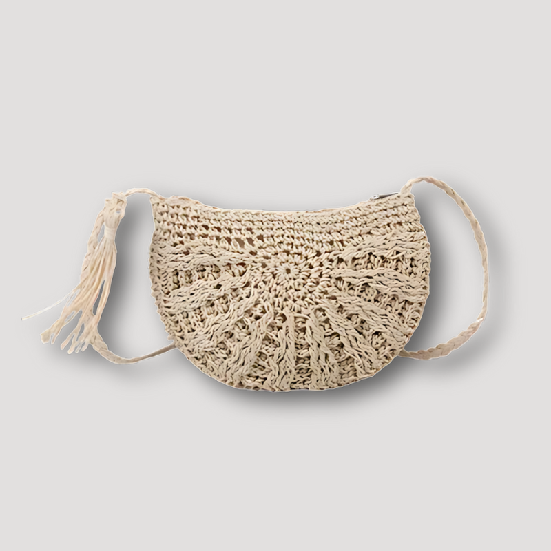 Handgemaakt Woven Boho Raffia Halve Maan Shoulder Bag