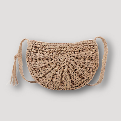 Handgemaakt Woven Boho Raffia Halve Maan Shoulder Bag