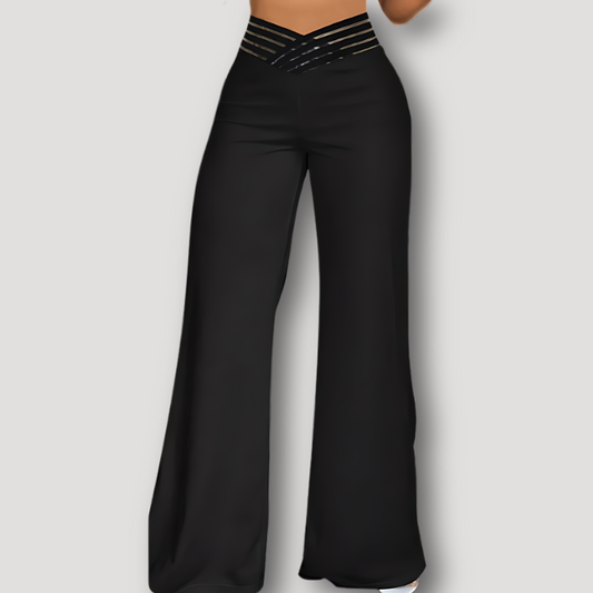 Form Fitting Wide Leg Cut Out High Waisted Broek