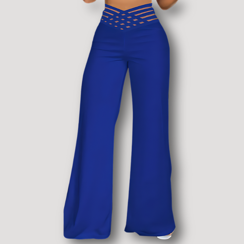 Form Fitting Wide Leg Cut Out High Waisted Broek