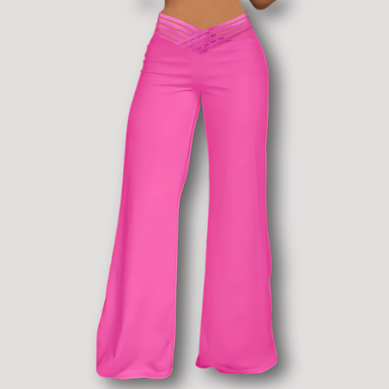 Form Fitting Wide Leg Cut Out High Waisted Broek