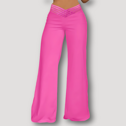 Form Fitting Wide Leg Cut Out High Waisted Broek