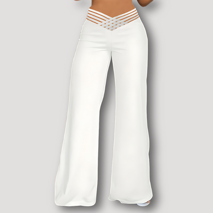 Form Fitting Wide Leg Cut Out High Waisted Broek