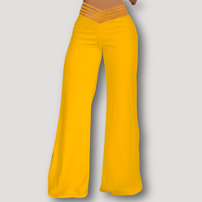 Form Fitting Wide Leg Cut Out High Waisted Broek