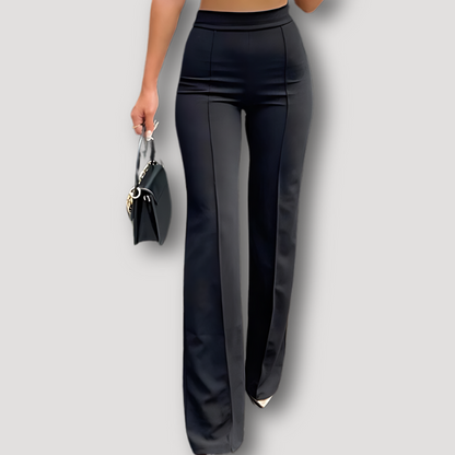 Casual Glad Form Fitting Straight Leg High Waisted Broek