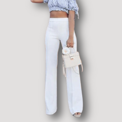 Casual Glad Form Fitting Straight Leg High Waisted Broek