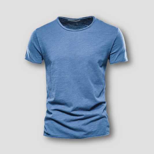 Fitted Crew Neck Heathered Textuur Zomer T Shirt Heren