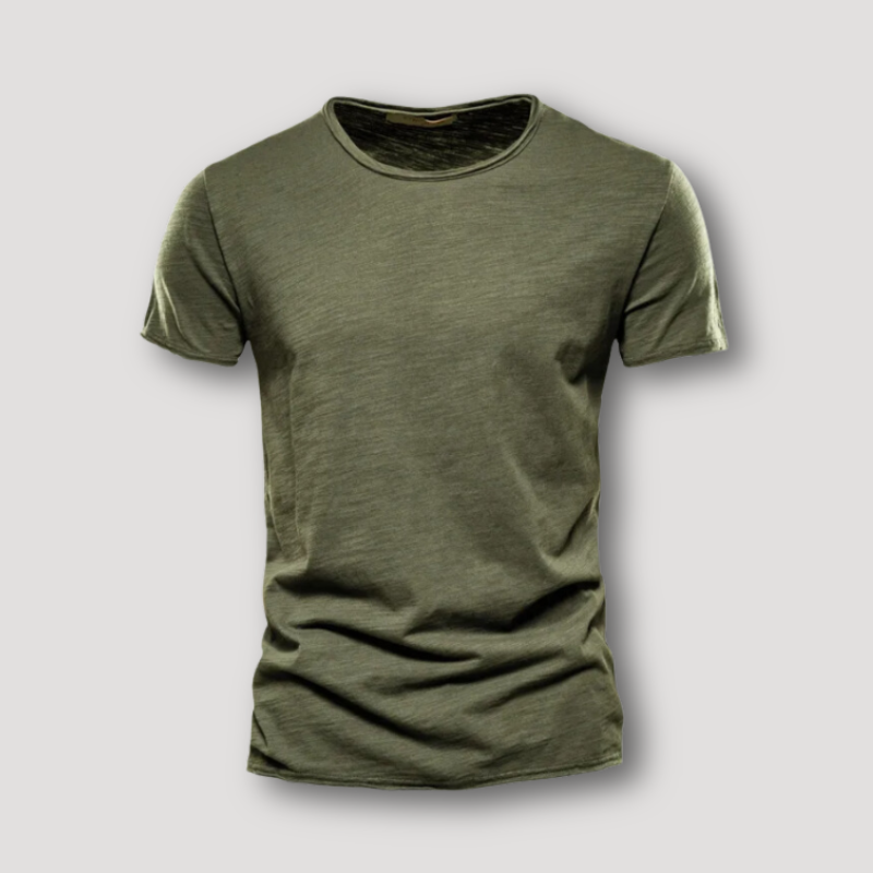 Fitted Crew Neck Heathered Textuur Zomer T Shirt Heren