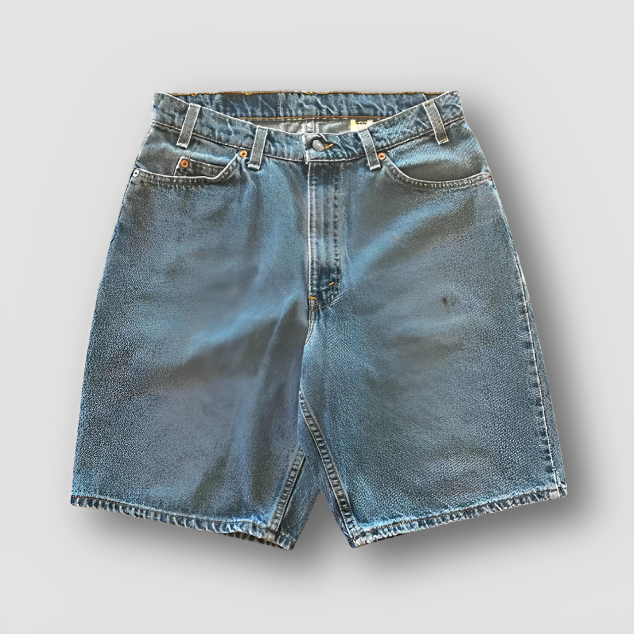 Klassiek Relaxed Fit 8-Ball Grafische Print Denim Jorts