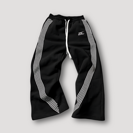 Zwart Baggy Wit Zijstrepen Joggingbroek Heren