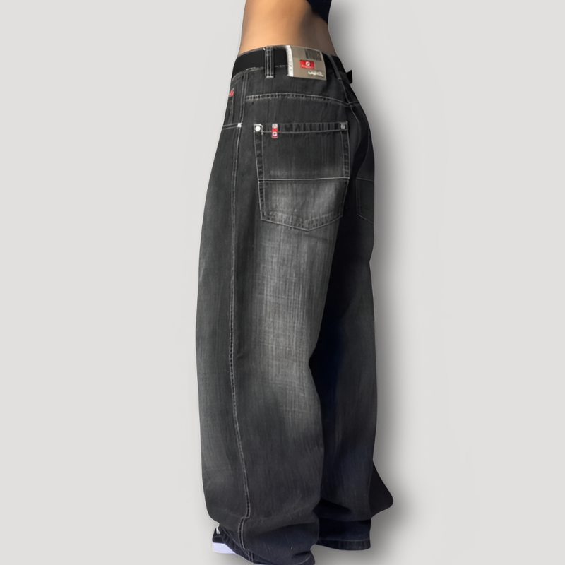 Vintage Donker Gewassen Vervaagd Zwart Baggy Jeans