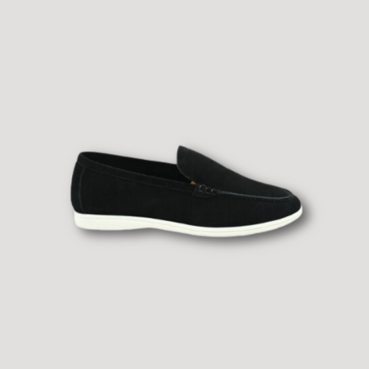 Suède Zwart Slip Penny Loafers