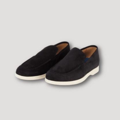 Suède Zwart Slip Penny Loafers