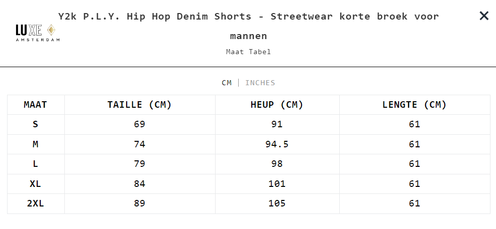 Y2k P.L.Y. Hip Hop Denim Shorts - Streetwear korte broek voor mannen