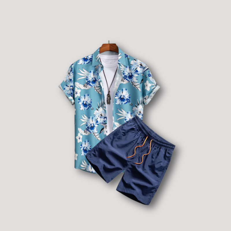 Tropische Bloemenprint Korte Mouw Shirt Korte Set Zomer Outfit