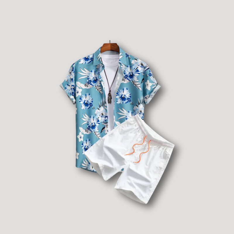 Tropische Bloemenprint Korte Mouw Shirt Korte Set Zomer Outfit