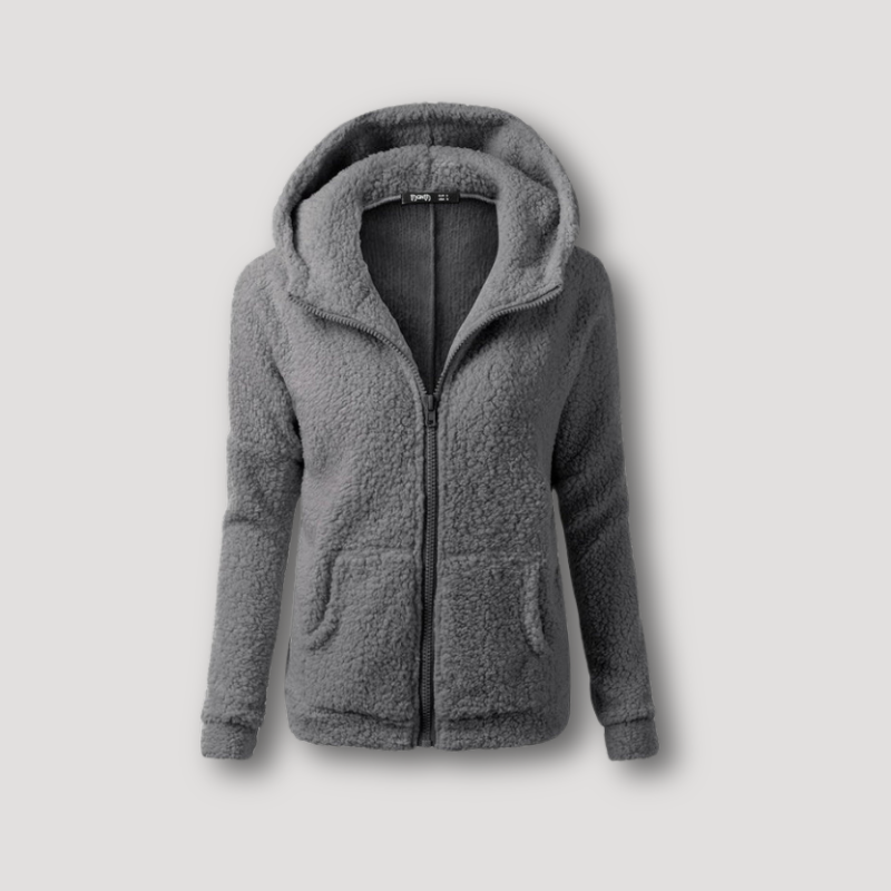 Gestructureerd Knus Pluche Fleece Zip Up Hoodie Voor Dames