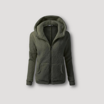 Gestructureerd Knus Pluche Fleece Zip Up Hoodie Voor Dames