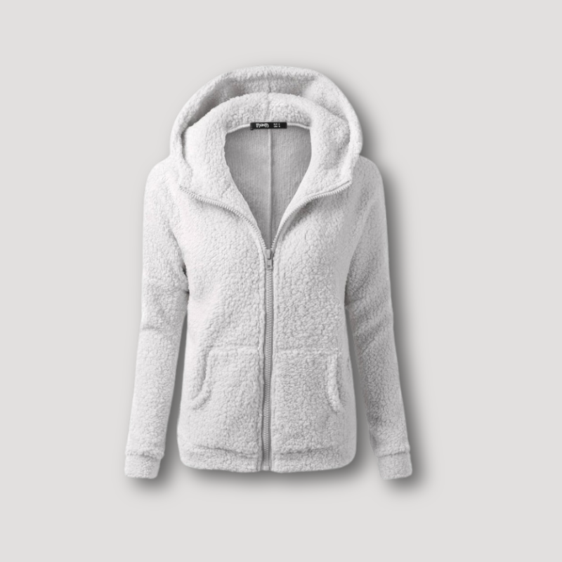 Gestructureerd Knus Pluche Fleece Zip Up Hoodie Voor Dames