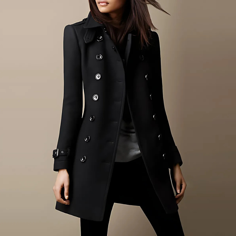 Belted Cuffs Dubbel Breasted Trench Coat Dames