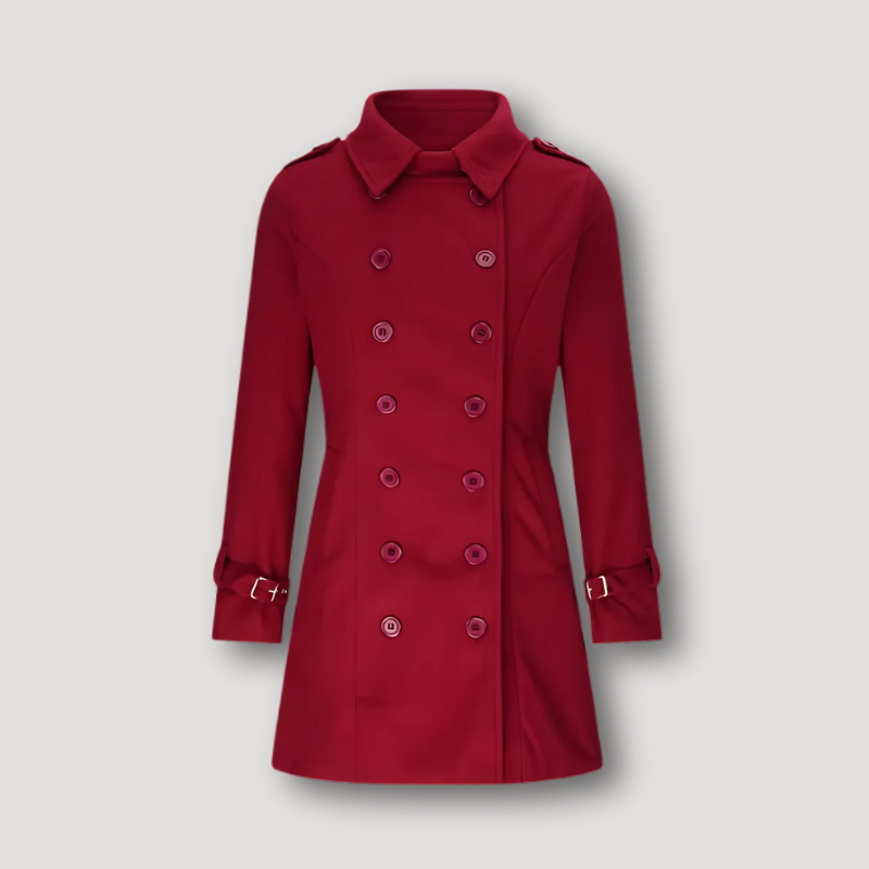 Belted Cuffs Dubbel Breasted Trench Coat Dames